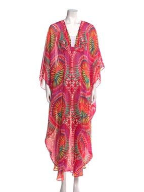 Beautiful Mara Hoffman Multi-Color Swim Cover-Up Kaftan Dress one size